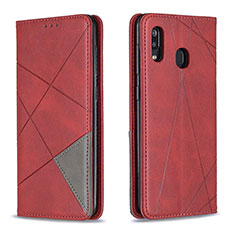 Handytasche Stand Schutzhülle Flip Leder Hülle B07F für Samsung Galaxy A20 Rot