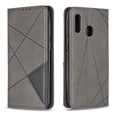 Handytasche Stand Schutzhülle Flip Leder Hülle B07F für Samsung Galaxy A20e Grau