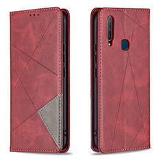 Handytasche Stand Schutzhülle Flip Leder Hülle B07F für Vivo Y3s Rot