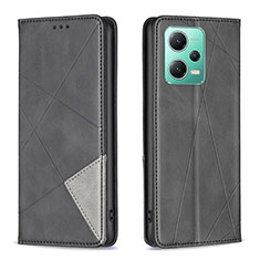 Handytasche Stand Schutzhülle Flip Leder Hülle B07F für Xiaomi Redmi Note 12 5G Schwarz