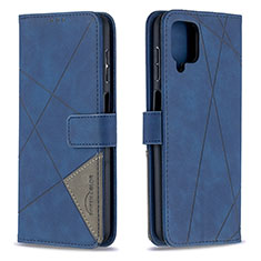 Handytasche Stand Schutzhülle Flip Leder Hülle B08F für Samsung Galaxy A12 Nacho Blau