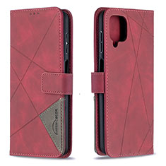 Handytasche Stand Schutzhülle Flip Leder Hülle B08F für Samsung Galaxy A12 Nacho Rot