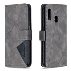 Handytasche Stand Schutzhülle Flip Leder Hülle B08F für Samsung Galaxy A20e Grau