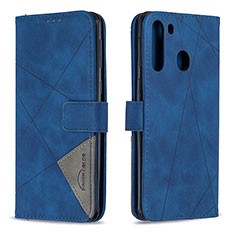 Handytasche Stand Schutzhülle Flip Leder Hülle B08F für Samsung Galaxy A21 Blau