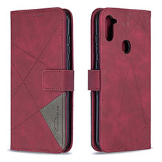 Handytasche Stand Schutzhülle Flip Leder Hülle B08F für Samsung Galaxy M11 Rot