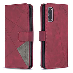 Handytasche Stand Schutzhülle Flip Leder Hülle B08F für Samsung Galaxy S20 5G Rot