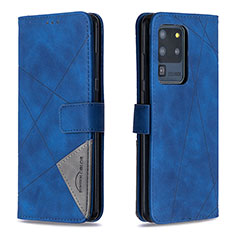 Handytasche Stand Schutzhülle Flip Leder Hülle B08F für Samsung Galaxy S20 Ultra 5G Blau