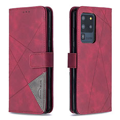 Handytasche Stand Schutzhülle Flip Leder Hülle B08F für Samsung Galaxy S20 Ultra 5G Rot