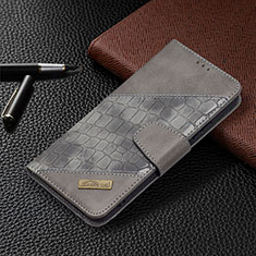 Handytasche Stand Schutzhülle Flip Leder Hülle B08F für Samsung Galaxy S21 5G Grau