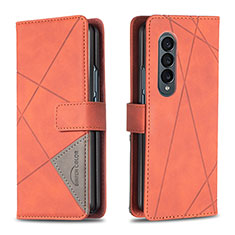 Handytasche Stand Schutzhülle Flip Leder Hülle B08F für Samsung Galaxy Z Fold4 5G Orange