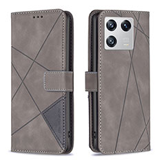 Handytasche Stand Schutzhülle Flip Leder Hülle B08F für Xiaomi Mi 13 Pro 5G Grau