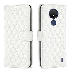 Handytasche Stand Schutzhülle Flip Leder Hülle B11F für Nokia C21 Weiß