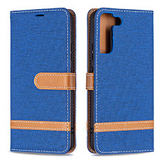 Handytasche Stand Schutzhülle Flip Leder Hülle B11F für Samsung Galaxy S22 Plus 5G Blau