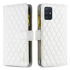 Handytasche Stand Schutzhülle Flip Leder Hülle B12F für Samsung Galaxy A51 4G Weiß