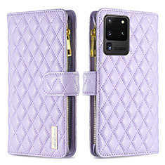 Handytasche Stand Schutzhülle Flip Leder Hülle B12F für Samsung Galaxy S20 Ultra 5G Violett