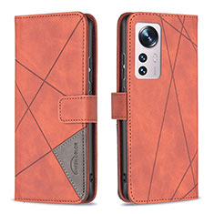Handytasche Stand Schutzhülle Flip Leder Hülle B12F für Xiaomi Mi 12 5G Orange