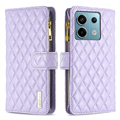 Handytasche Stand Schutzhülle Flip Leder Hülle B12F für Xiaomi Redmi Note 13 Pro 5G Violett