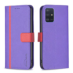 Handytasche Stand Schutzhülle Flip Leder Hülle B13F für Samsung Galaxy A51 4G Violett