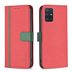 Handytasche Stand Schutzhülle Flip Leder Hülle B13F für Samsung Galaxy A51 5G Rot