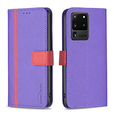 Handytasche Stand Schutzhülle Flip Leder Hülle B13F für Samsung Galaxy S20 Ultra 5G Violett