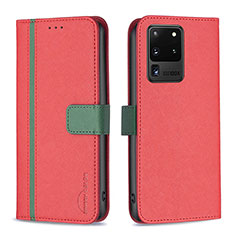Handytasche Stand Schutzhülle Flip Leder Hülle B13F für Samsung Galaxy S20 Ultra Rot
