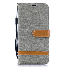 Handytasche Stand Schutzhülle Flip Leder Hülle B16F für Samsung Galaxy A10 Grau