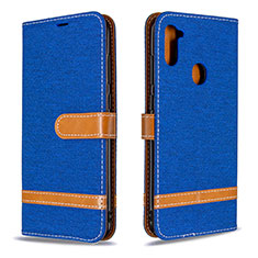 Handytasche Stand Schutzhülle Flip Leder Hülle B16F für Samsung Galaxy A11 Blau