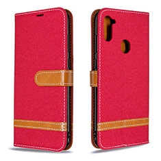 Handytasche Stand Schutzhülle Flip Leder Hülle B16F für Samsung Galaxy A11 Rot