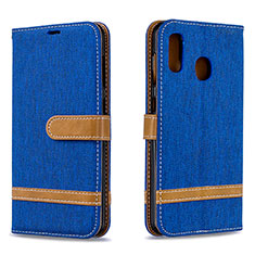 Handytasche Stand Schutzhülle Flip Leder Hülle B16F für Samsung Galaxy A20 Blau
