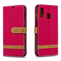 Handytasche Stand Schutzhülle Flip Leder Hülle B16F für Samsung Galaxy A20 Rot