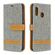 Handytasche Stand Schutzhülle Flip Leder Hülle B16F für Samsung Galaxy A20e Grau