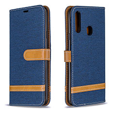 Handytasche Stand Schutzhülle Flip Leder Hülle B16F für Samsung Galaxy A20s Königs Blau