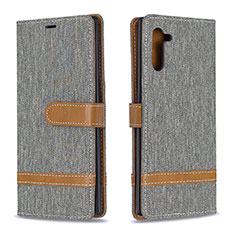 Handytasche Stand Schutzhülle Flip Leder Hülle B16F für Samsung Galaxy Note 10 5G Grau