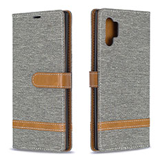 Handytasche Stand Schutzhülle Flip Leder Hülle B16F für Samsung Galaxy Note 10 Plus 5G Grau