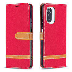 Handytasche Stand Schutzhülle Flip Leder Hülle B16F für Xiaomi Poco F3 5G Rot