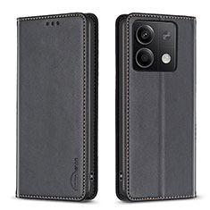 Handytasche Stand Schutzhülle Flip Leder Hülle B22F für Xiaomi Redmi Note 13 5G Schwarz