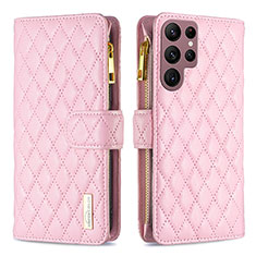 Handytasche Stand Schutzhülle Flip Leder Hülle BF1 für Samsung Galaxy S22 Ultra 5G Rosegold