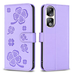 Handytasche Stand Schutzhülle Flip Leder Hülle Blumen BF1 für Huawei Honor 90 Pro 5G Violett