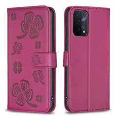 Handytasche Stand Schutzhülle Flip Leder Hülle Blumen BF1 für Oppo A74 5G Pink