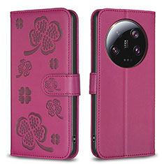 Handytasche Stand Schutzhülle Flip Leder Hülle Blumen BF1 für Xiaomi Mi 13 Ultra 5G Pink