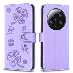 Handytasche Stand Schutzhülle Flip Leder Hülle Blumen BF1 für Xiaomi Mi 13 Ultra 5G Violett