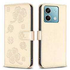 Handytasche Stand Schutzhülle Flip Leder Hülle Blumen BF1 für Xiaomi Redmi Note 13 5G Gold
