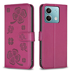 Handytasche Stand Schutzhülle Flip Leder Hülle Blumen BF1 für Xiaomi Redmi Note 13 5G Pink