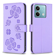 Handytasche Stand Schutzhülle Flip Leder Hülle Blumen BF1 für Xiaomi Redmi Note 13 5G Violett