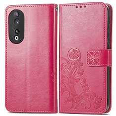 Handytasche Stand Schutzhülle Flip Leder Hülle Blumen für Huawei Honor 90 5G Pink