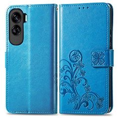 Handytasche Stand Schutzhülle Flip Leder Hülle Blumen für Huawei Honor 90 Lite 5G Blau