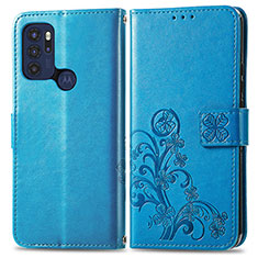 Handytasche Stand Schutzhülle Flip Leder Hülle Blumen für Motorola Moto G60s Blau