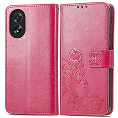 Handytasche Stand Schutzhülle Flip Leder Hülle Blumen für Oppo A58 4G Pink