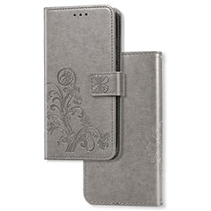 Handytasche Stand Schutzhülle Flip Leder Hülle Blumen für Samsung Galaxy A01 Core Grau