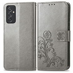 Handytasche Stand Schutzhülle Flip Leder Hülle Blumen für Samsung Galaxy A05s Grau